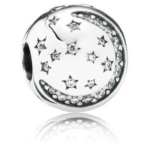 PANDORA Sterling Silver Twinkling Night Moon & Stars Clip | RARE | VINTAGE